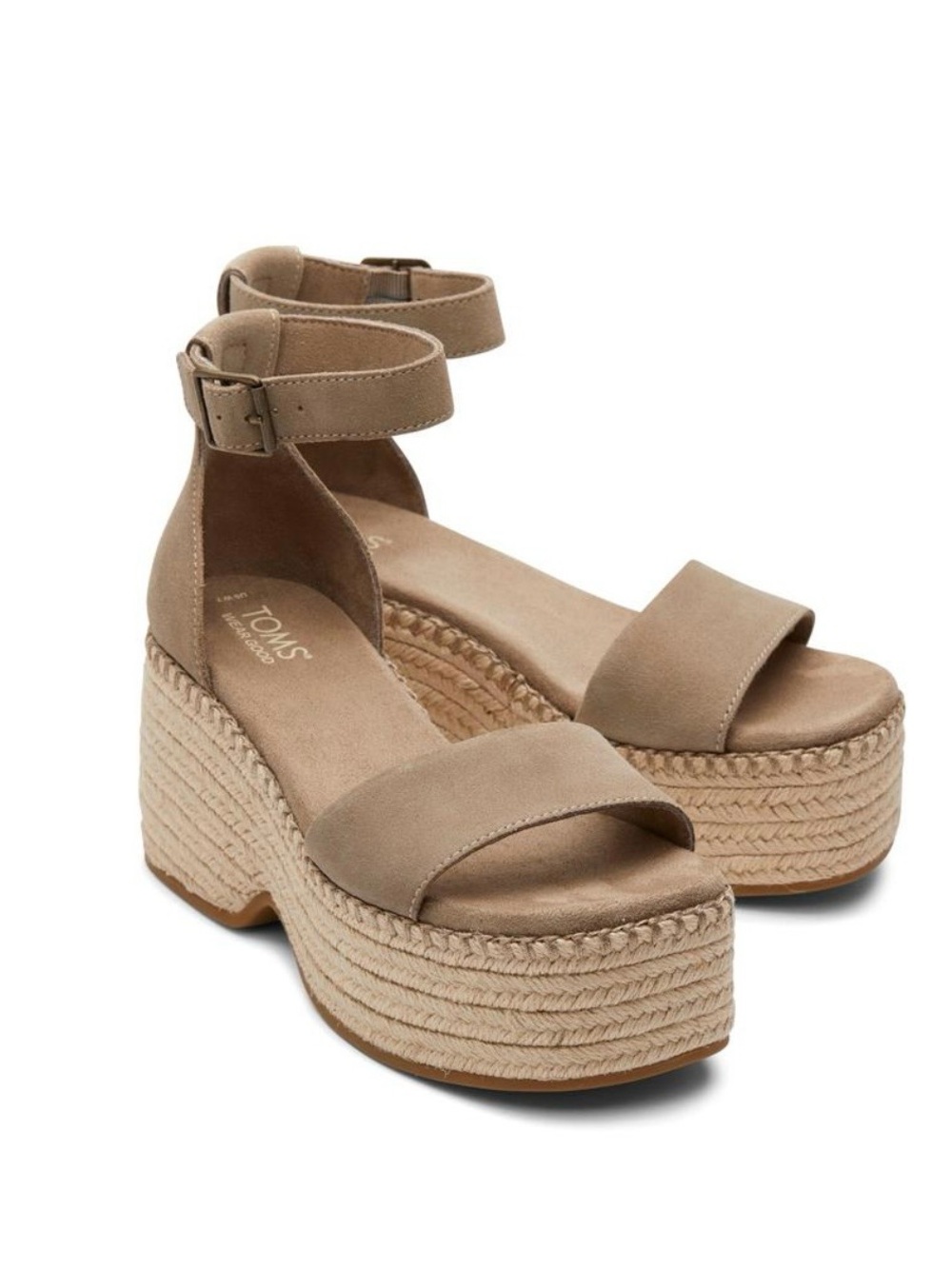 EUC TOM’s Women’s Laila Taupe Suede Platform Sandal—sz 9